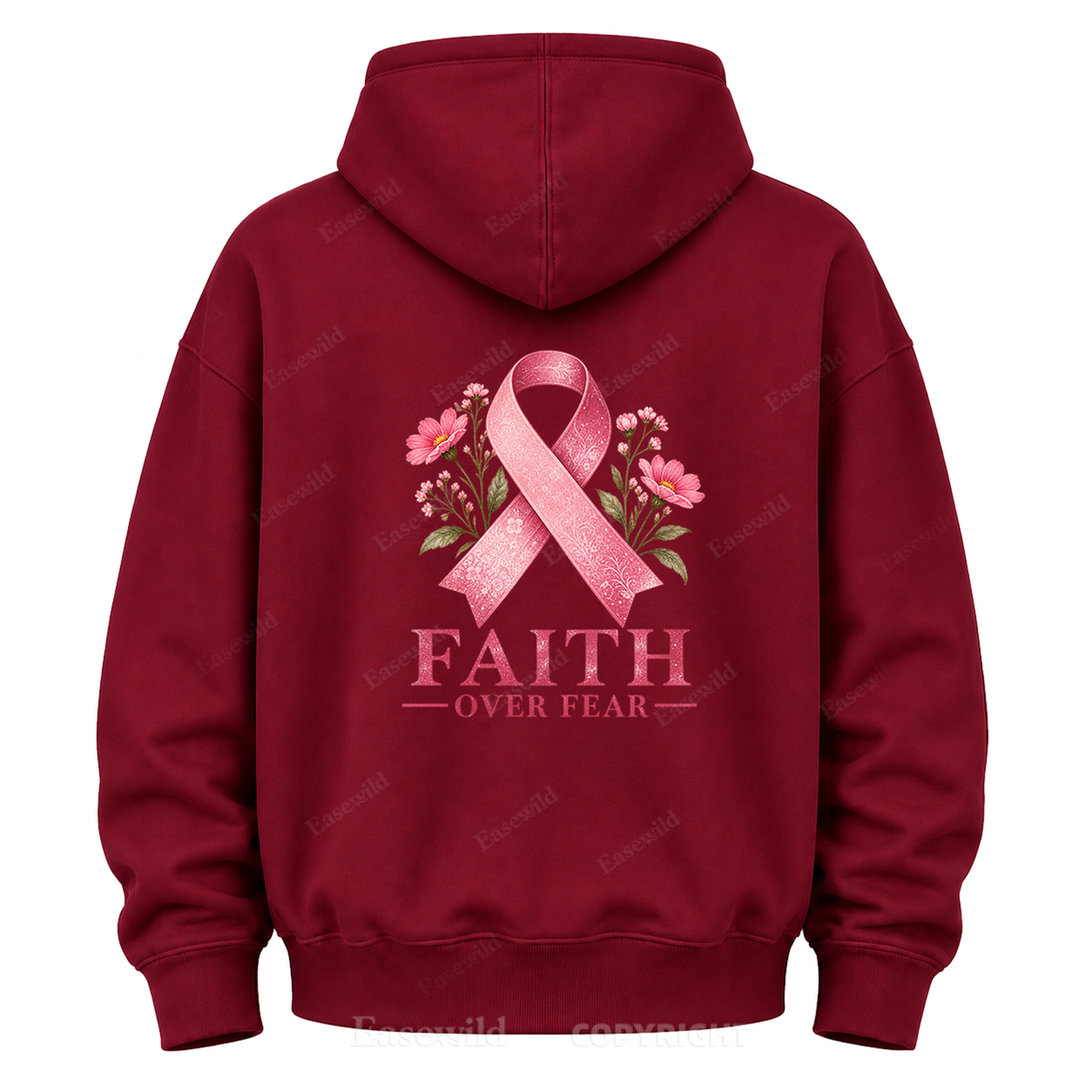 Faith Over Fear Pink Ribbon Graphic Hoodie