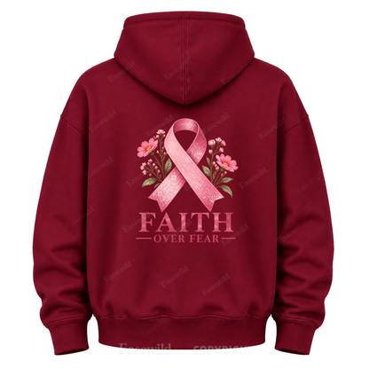 Faith Over Fear Pink Ribbon Graphic Hoodie