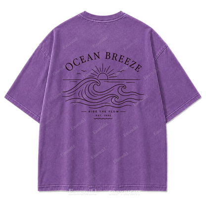 Ocean Breeze Ride The Flow Graphic Washed T-Shirt
