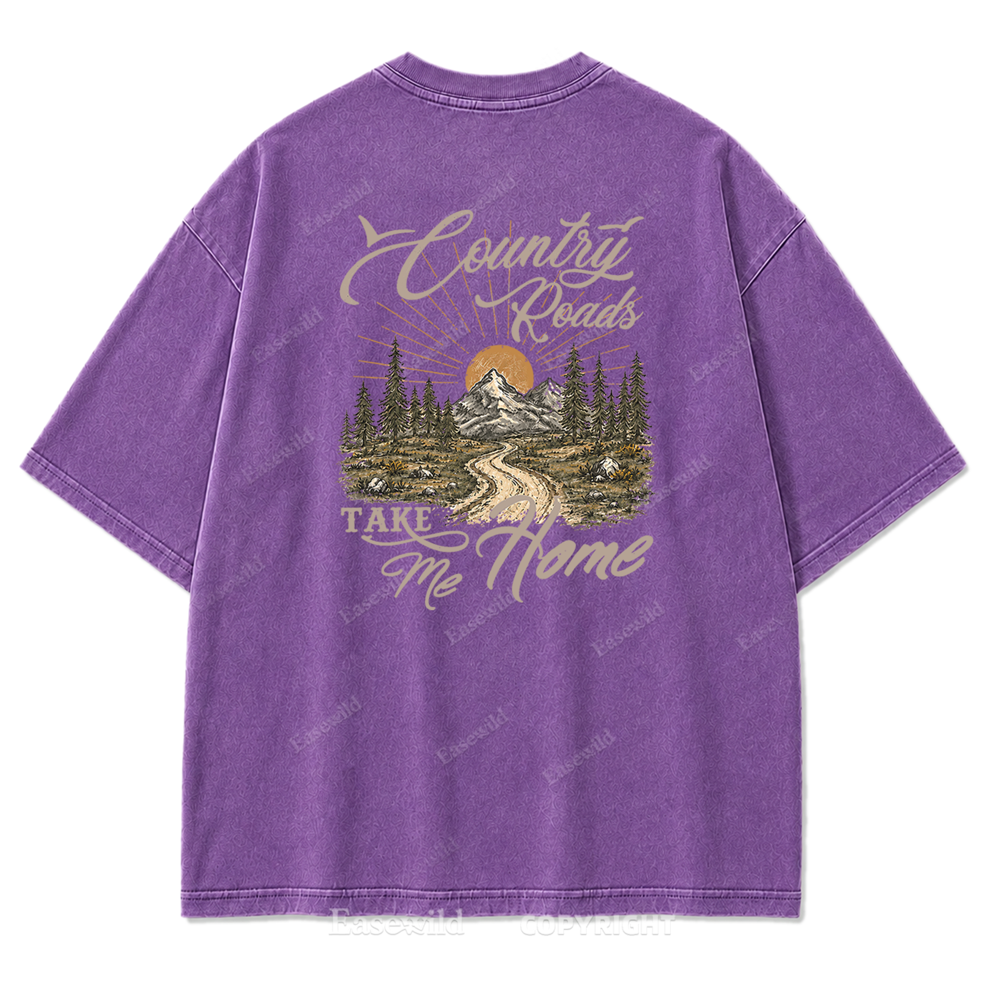 Country Roads Take Me Home T-Shirt mit Washed Print