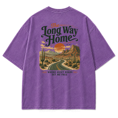 The Long Way Home Washed Print Tee