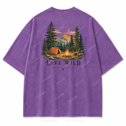 Live Wild Stay Free Vintage Camping PrintTee