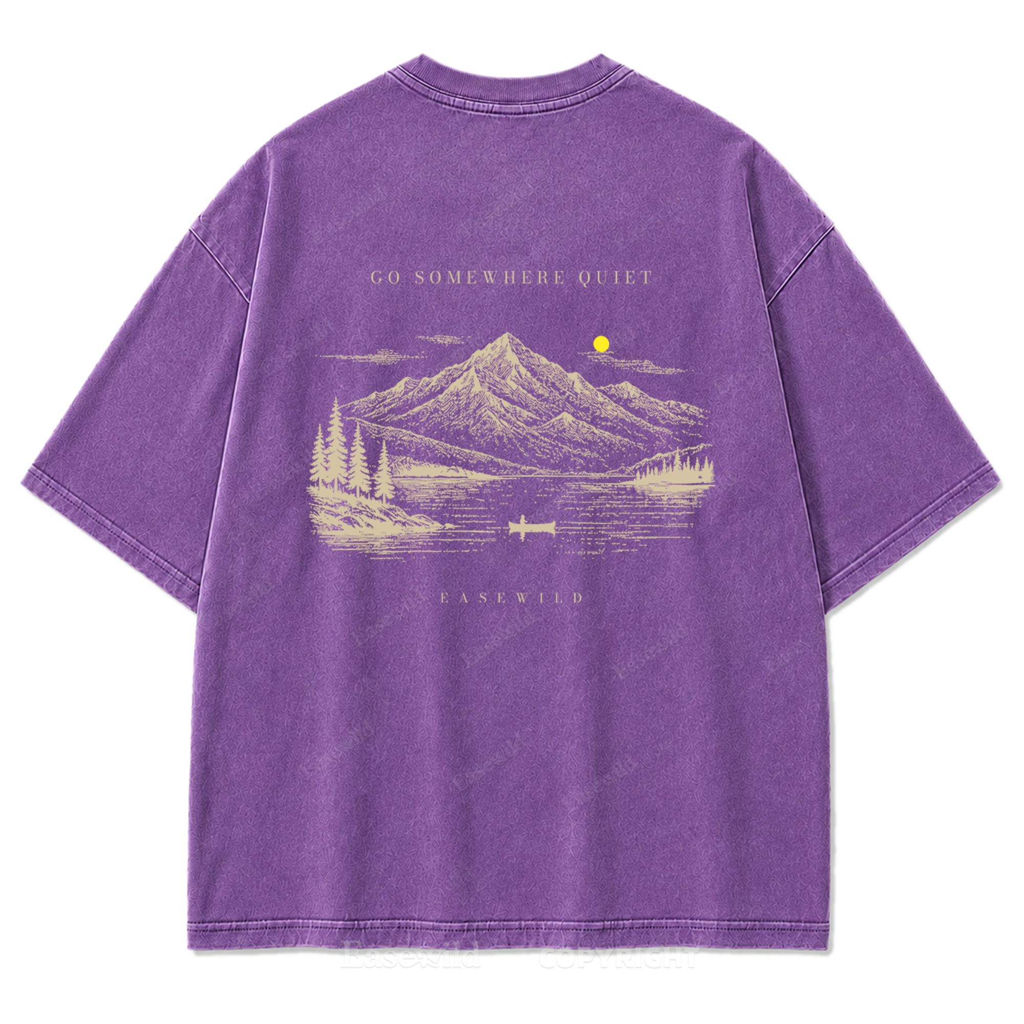 T-Shirt mit gewaschenem Druckmotiv „Ruhiger Alpensee“
