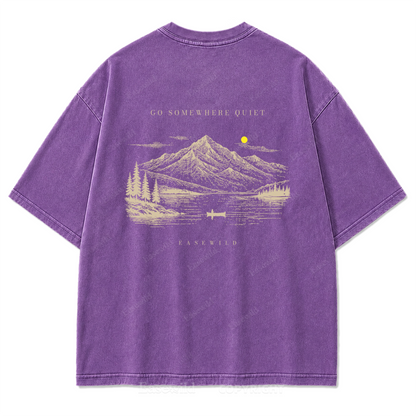 T-Shirt mit gewaschenem Druckmotiv „Ruhiger Alpensee“