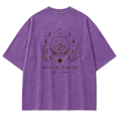 Moon Phase Mountain Washed Print Tee
