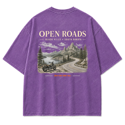 Open Roads Black Hills Washed Print Tee