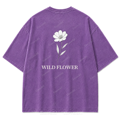 Wild Flower Line Art Washed Print Tee