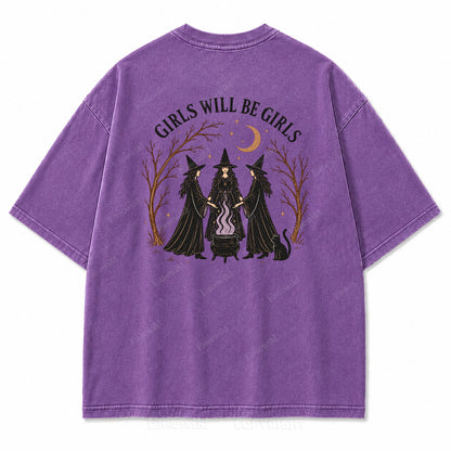 Girls Will Be Girls Halloween Washed Graphic Tee