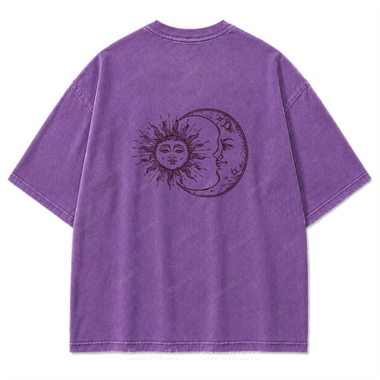 Sun and Moon Eclipse Celestial Washed Print Tee