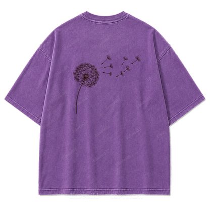 Drifting Wishes Dandelion Washed Print Tee