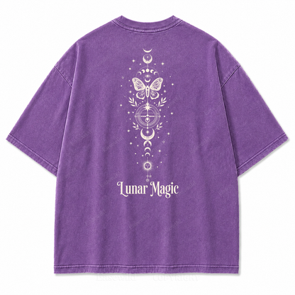 Lunar Magic Celestial Moth Moon‑Phase Graphic Print Tee
