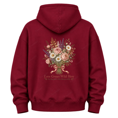 Love Grows Wild Here Vintage Floral Graphic Hoodie