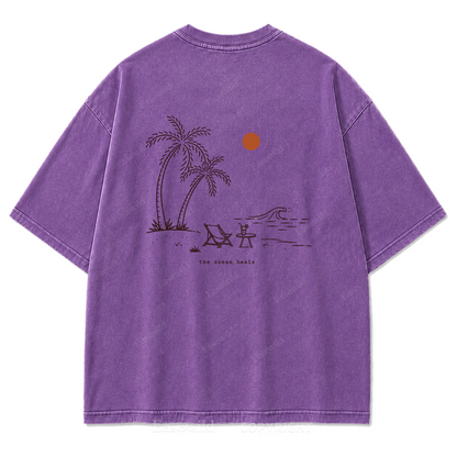 Das Meer heilt T-Shirt mit verwaschenem Aufdruck