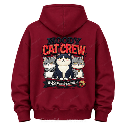 Moody Cat Crew Graphic Hoodie