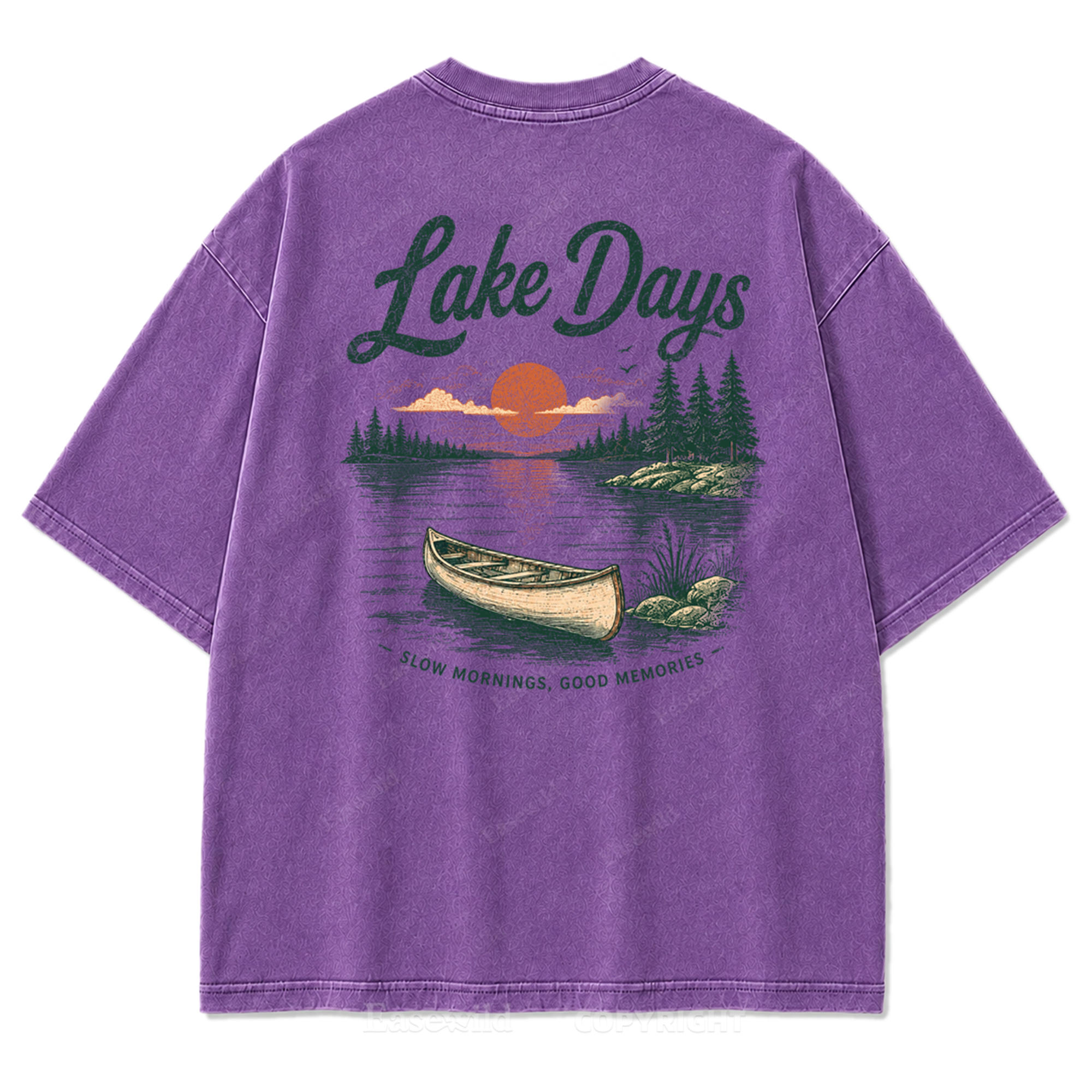 Lake Days Slow Mornings Graphic Washed T-Shirt