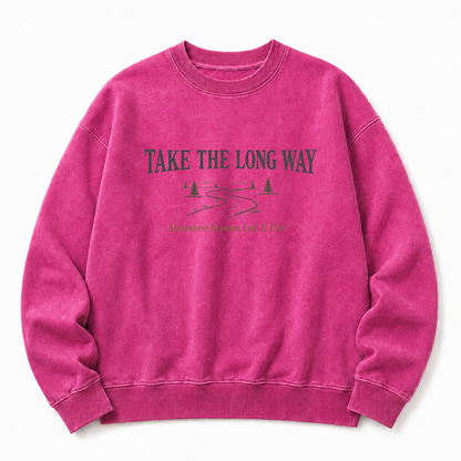 Take the Long Way Washed Graphic Sweatshirt