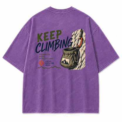 Keep Climbing Rock Climbing Washed Graphic Tee