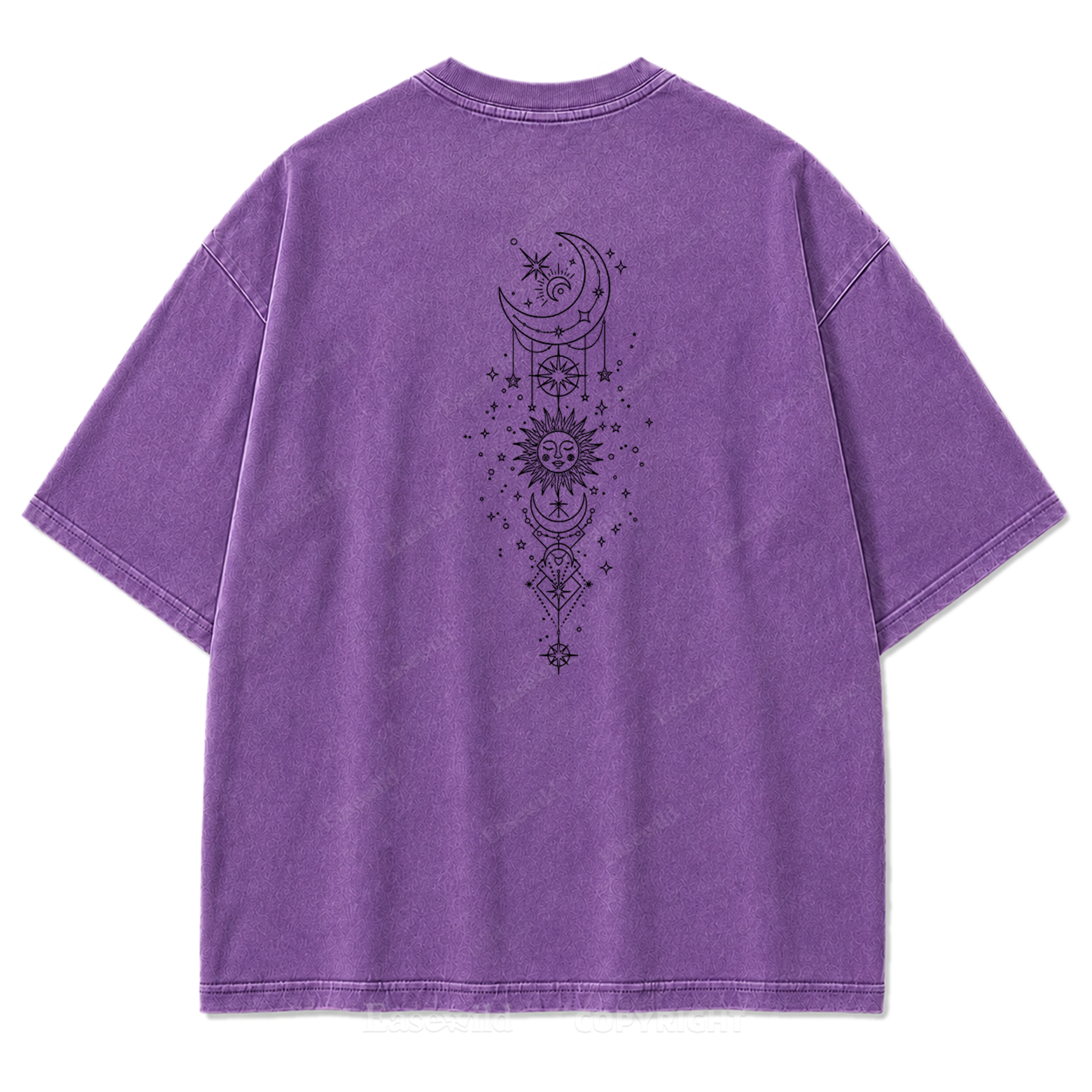 Himmlische Harmonie Sonne Mond Washed Print T-Shirt