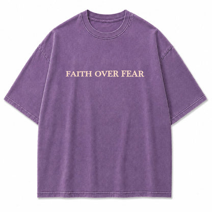 Faith Over Fear Oversized Christian Graphic Tee