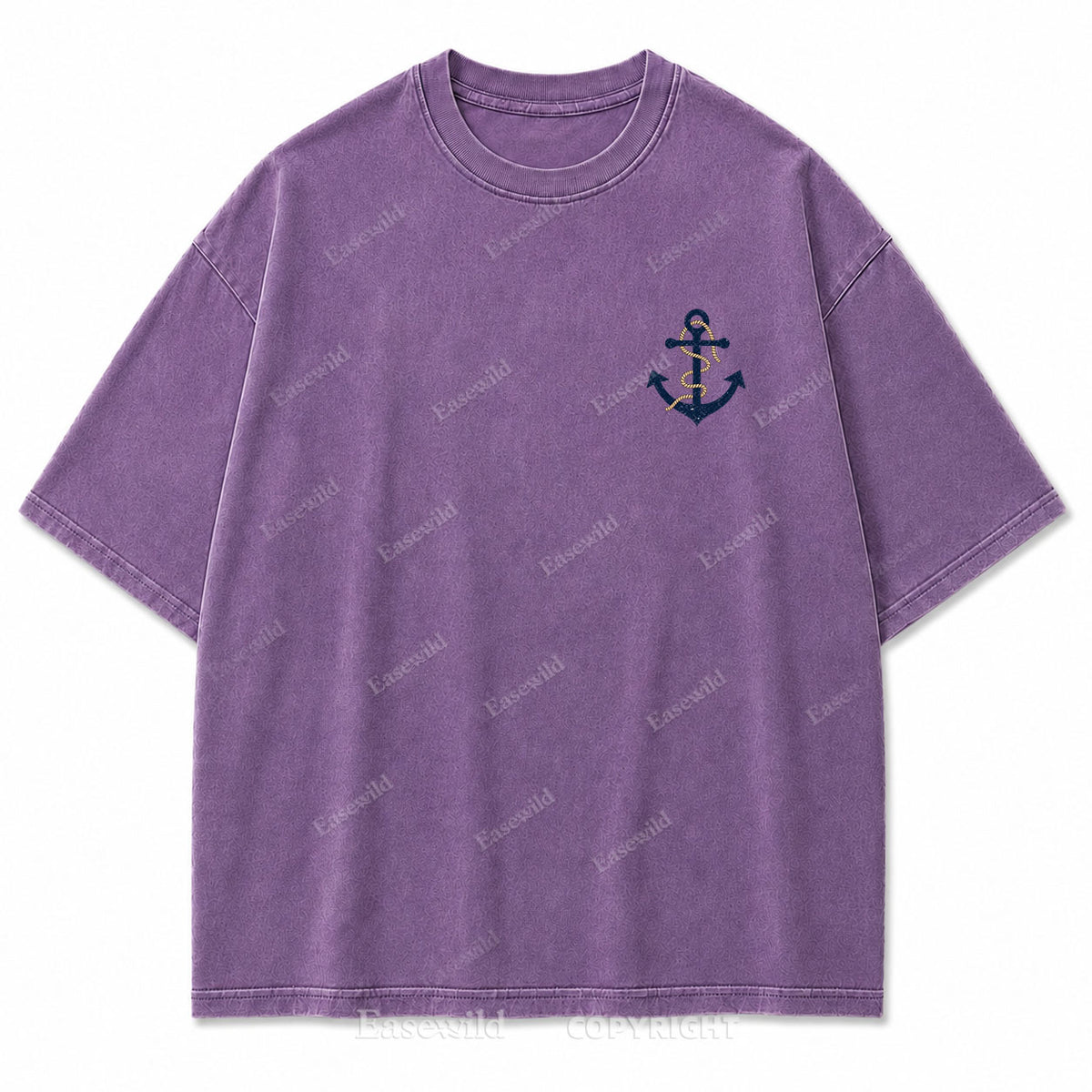 Hold Fast Stay True Nautical Anchor Washed Graphic Tee