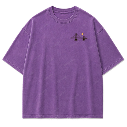 T-Shirt mit Kalifornien-Umriss in verwaschenem Druck