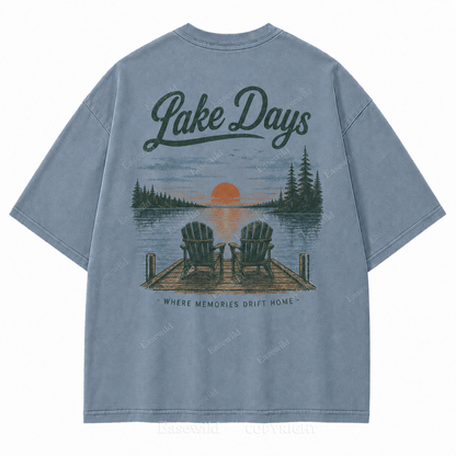 Where Lake Days Drift into Memories Outdoor Graphic Tee