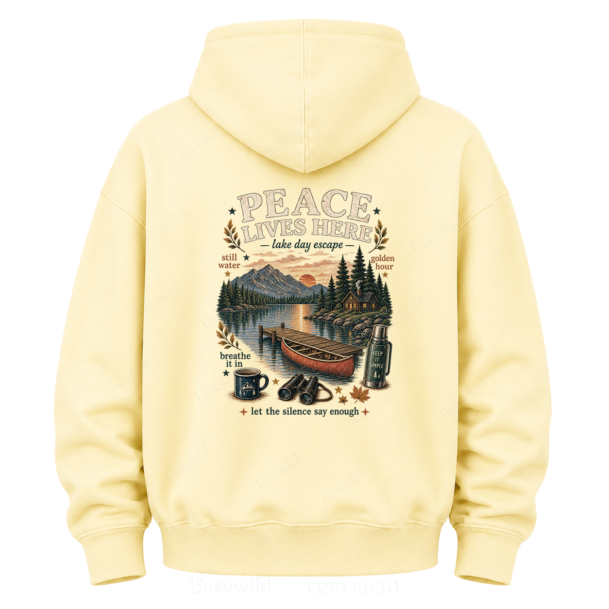 Peace Lives Here Lake Escape Graphic Hoodie