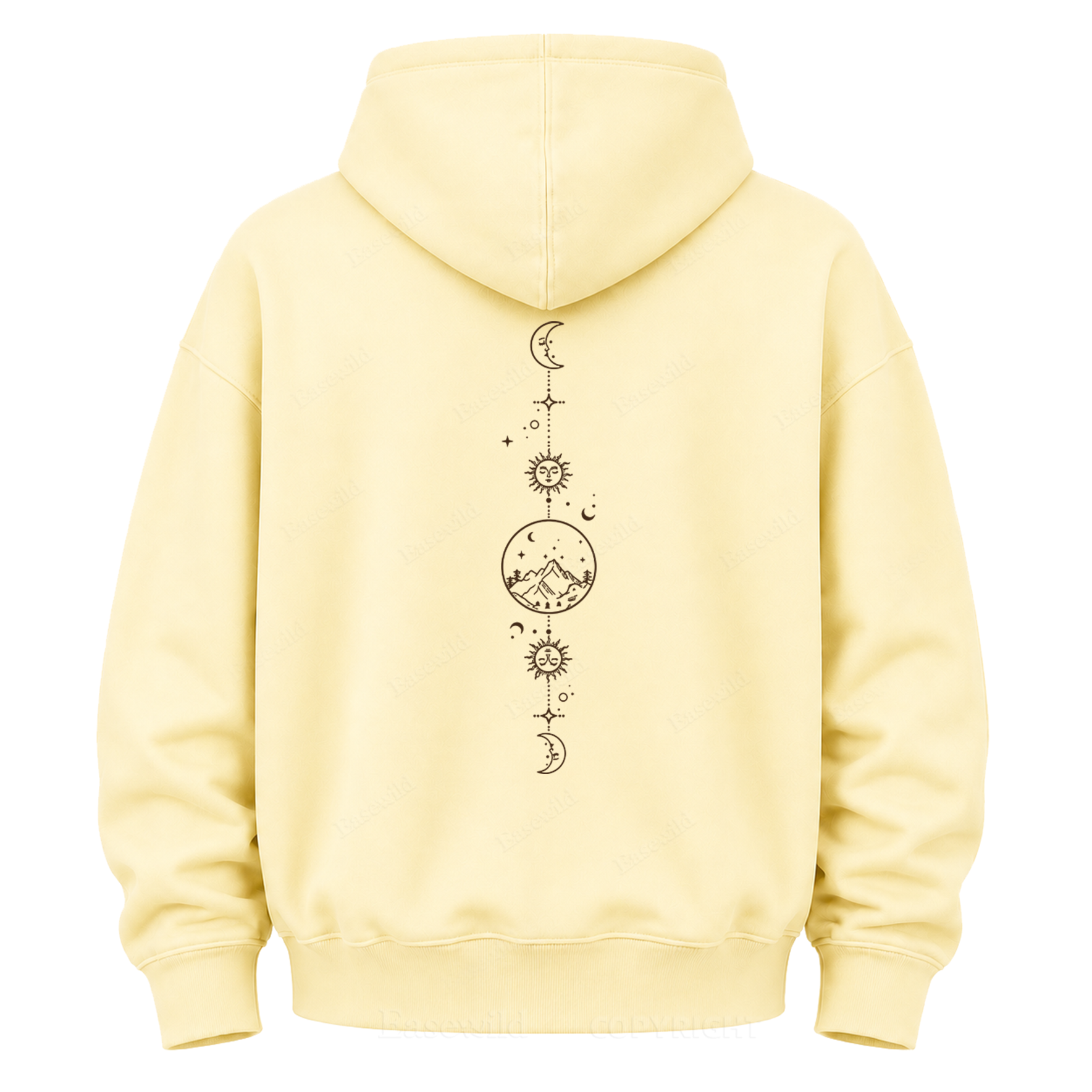 Celestial Mountain Sun & Moon Graphic Hoodie