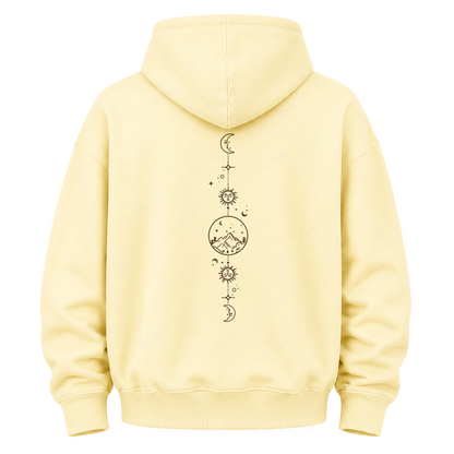 Celestial Mountain Sun & Moon Graphic Hoodie
