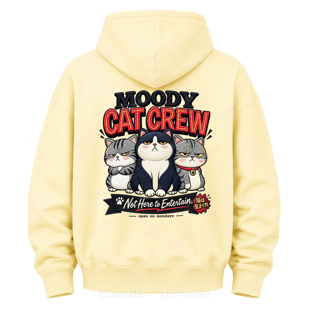 Moody Cat Crew Graphic Hoodie