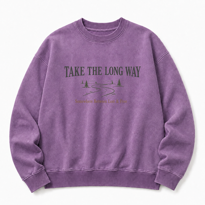 Take the Long Way Washed Graphic Sweatshirt
