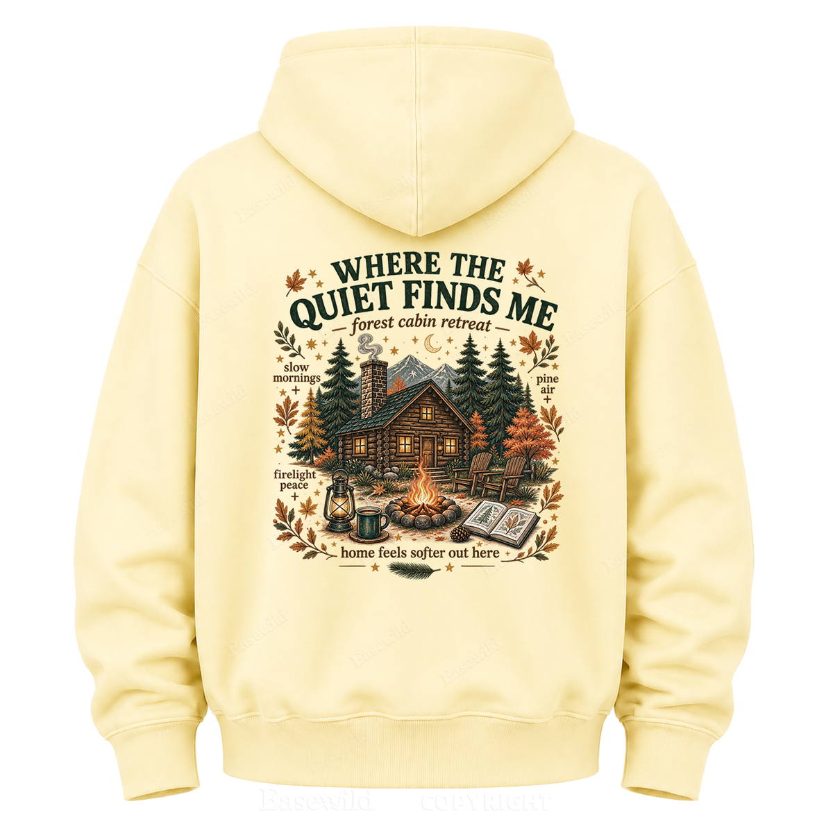 Where the Quiet Finds Me Cabin Graphic Hoodie