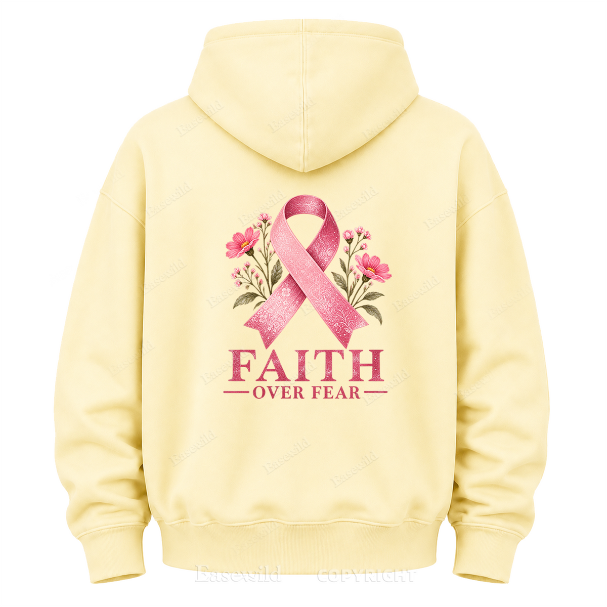 Faith Over Fear Pink Ribbon Graphic Hoodie