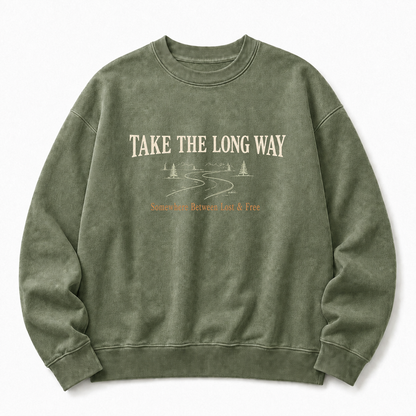 Take the Long Way Washed Graphic Sweatshirt