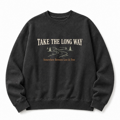 Take the Long Way Washed Graphic Sweatshirt