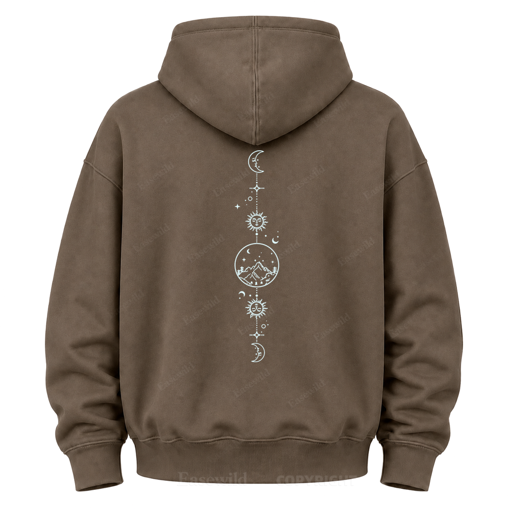 Celestial Mountain Sun & Moon Graphic Hoodie
