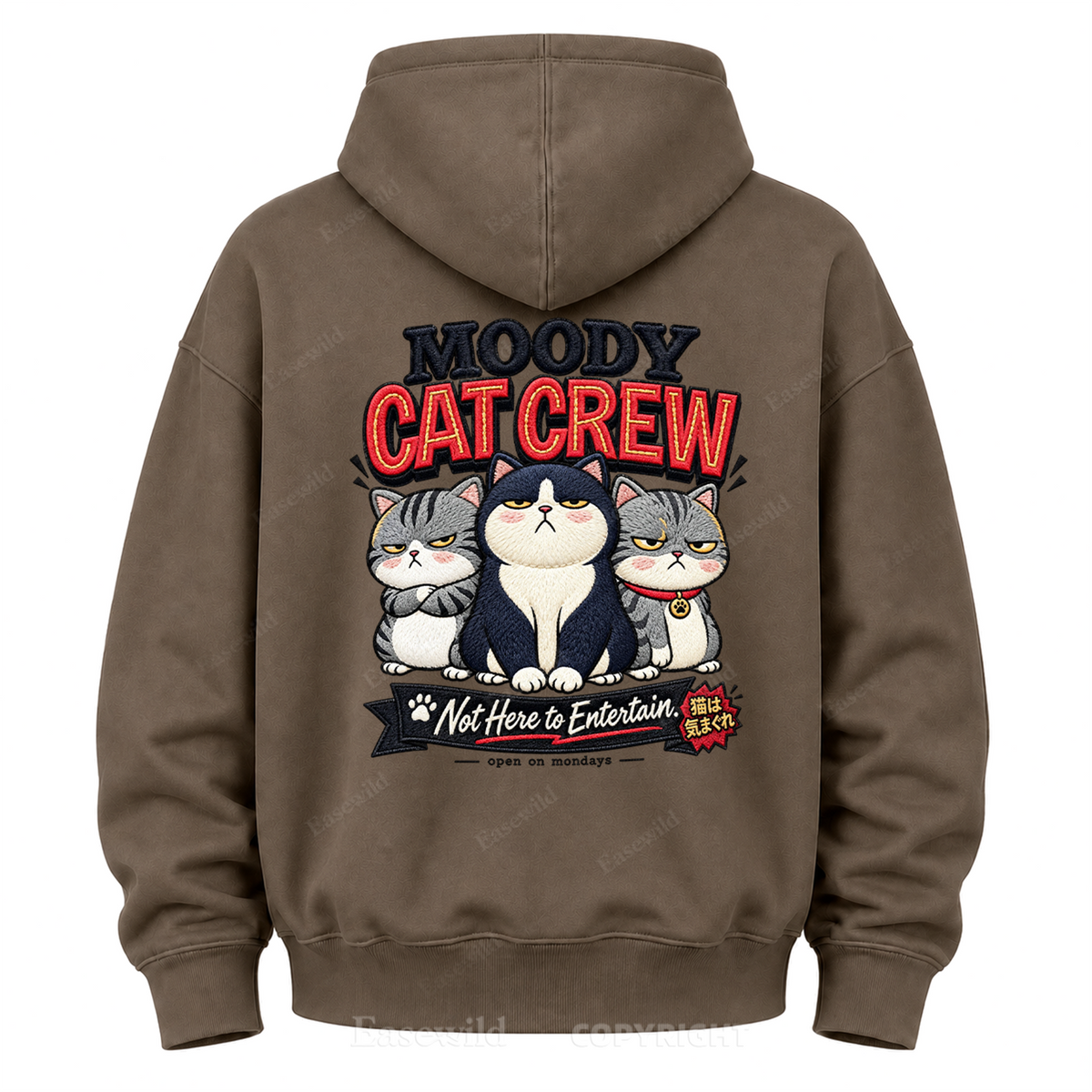 Moody Cat Crew Graphic Hoodie