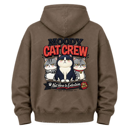 Moody Cat Crew Graphic Hoodie