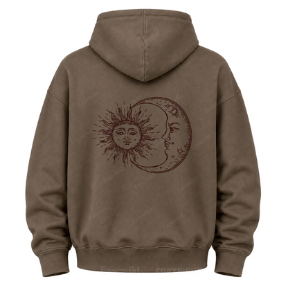 Sonne & Mond "Celestial Washed" Grafik-Kapuzenpullover