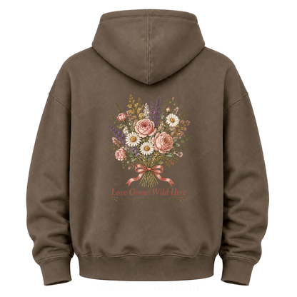 Love Grows Wild Here Vintage Floral Graphic Hoodie