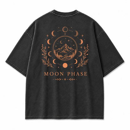 Moon Phase Mountain Graphic T-Shirt