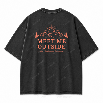 Meet Me Outside Sunrise Washed Back Print Tee