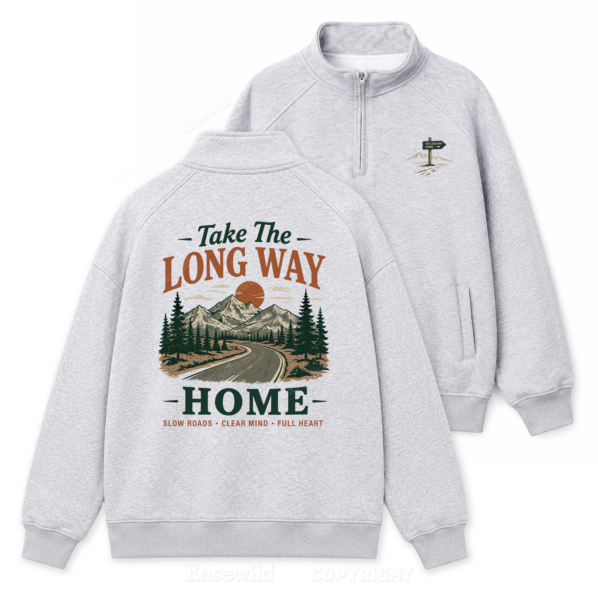 Take the Scenic Way Home Zip Pullover Sweatshirt