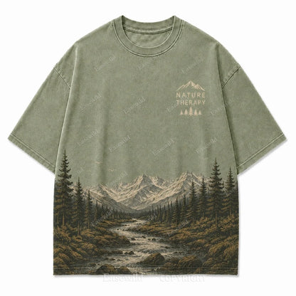 Natur-Therapie-T-Shirt mit Berggrafik