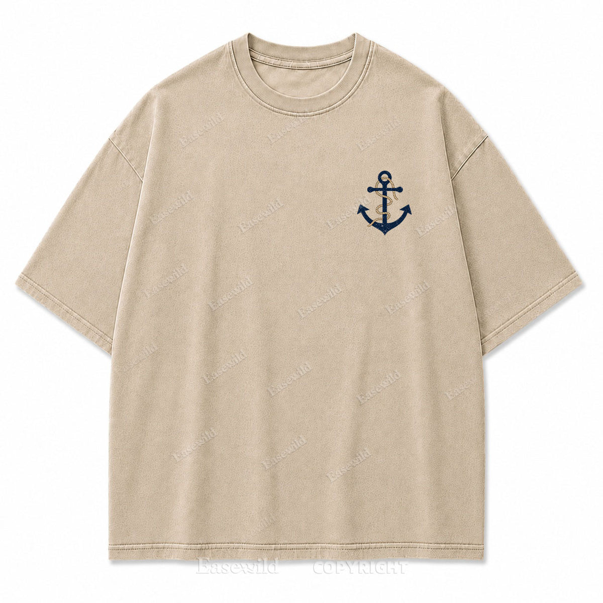 Hold Fast Stay True Nautical Anchor Washed Graphic Tee