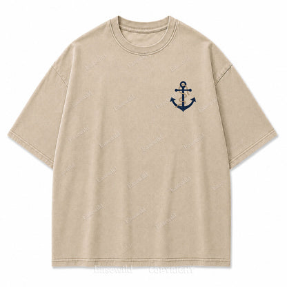 Hold Fast Stay True Nautical Anchor Washed Graphic Tee
