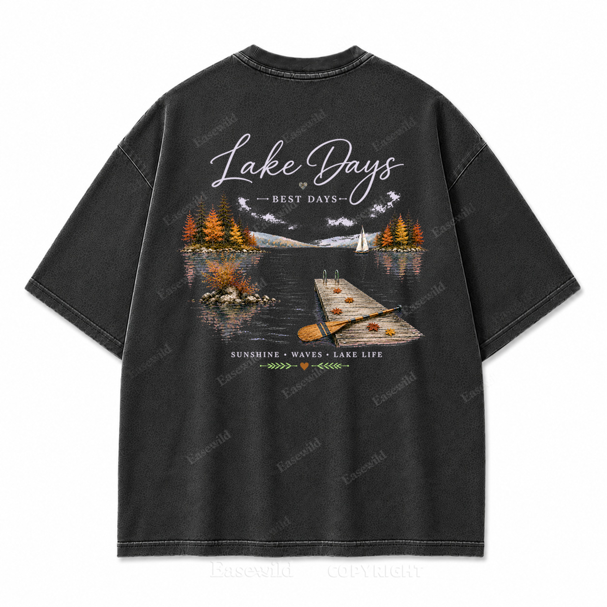 Lake Days Best Days Vintage Lake Washed Back Print Tee
