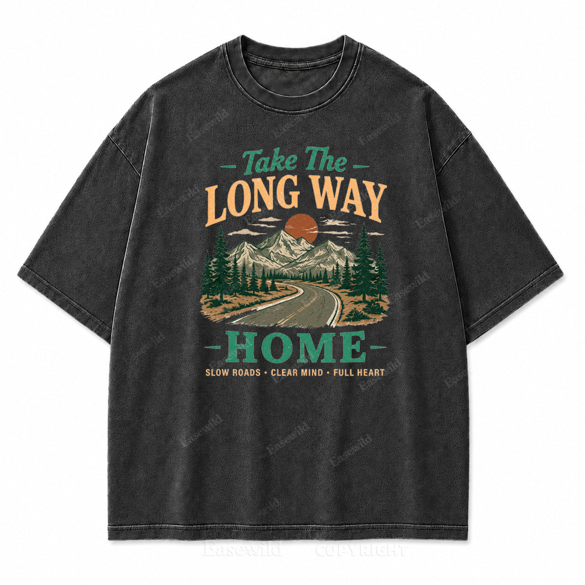 Take the Long Way Home Washed Print Tee