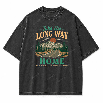 Take the Long Way Home Washed Print Tee