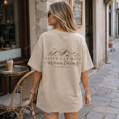 Faith Moves Mountains Washed Back Print Tee